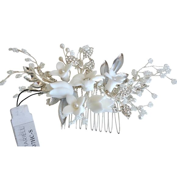 Pearl Floral Hair Comb: Ivory Flower Bridal Wedding Accessory main image 6